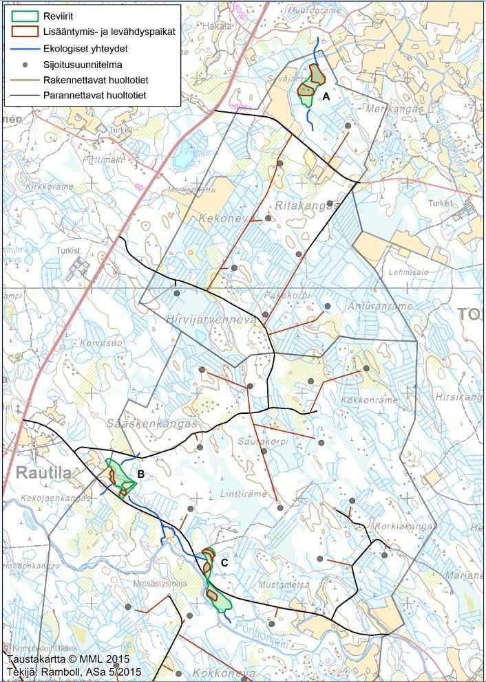 YMPÄRISTÖVAIKUTUSTEN ARVIOINTISELOSTUS 199 / 330 Kuva 111. Hankealueelta inventoidut liito-oravan elinympäristöt.