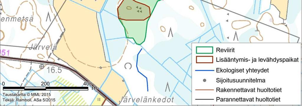 ruokailualueeksi soveltuvaa puustoa sekä runsaasti papanahavaintoja, joiden perusteella reviirin ydinalueet määriteltiin.