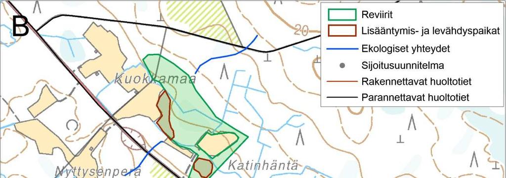 YMPÄRISTÖVAIKUTUSTEN ARVIOINTISELOSTUS 201 / 330 Kohde B Kuva 113. Kohde B:n liito-oravabiotooppi.