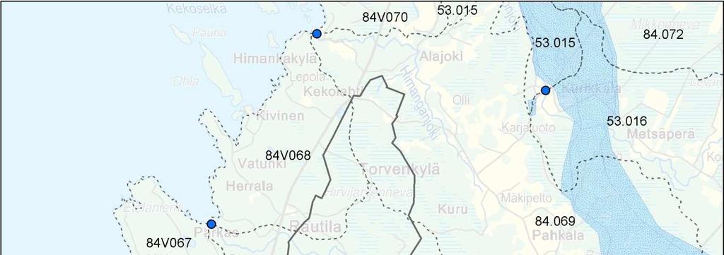 YMPÄRISTÖVAIKUTUSTEN ARVIOINTISELOSTUS 151 / 330 Kuva 96. Pohjavesialueet ja valuma-alueet hankealueella ja sen ympäristössä. 9.2.2 Vaikutuksen alkuperä Tuulipuiston rakentamisvaiheessa mm.