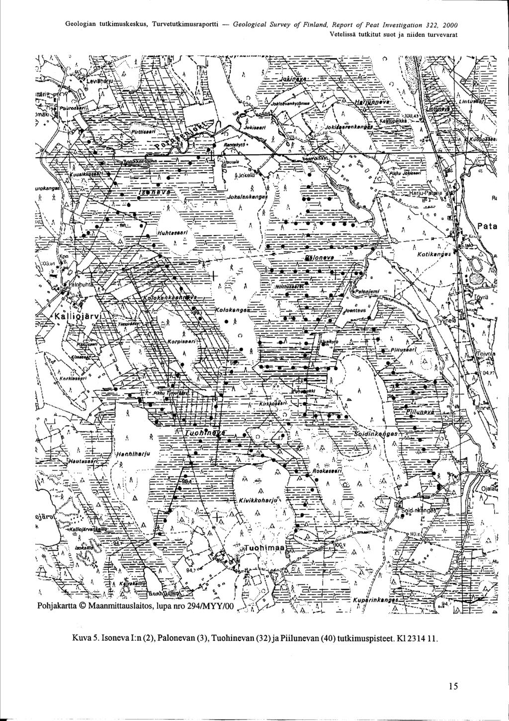 Geologian tutkimuskeskus, Turvetutkimusraportti Geological Survey of Finland, Report of Peat Investigation 322, 2000 VetelissÄ tutkitut suot ja niiden