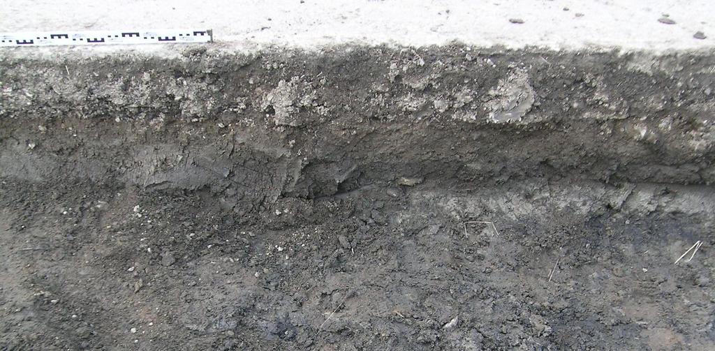 Y1/I-Y2 savipatjan päällä tiepenkereen sorakerros oli tällöin noin 10 cm paksumpi kuin harmaan I-Y0- savikerroksen päällä.