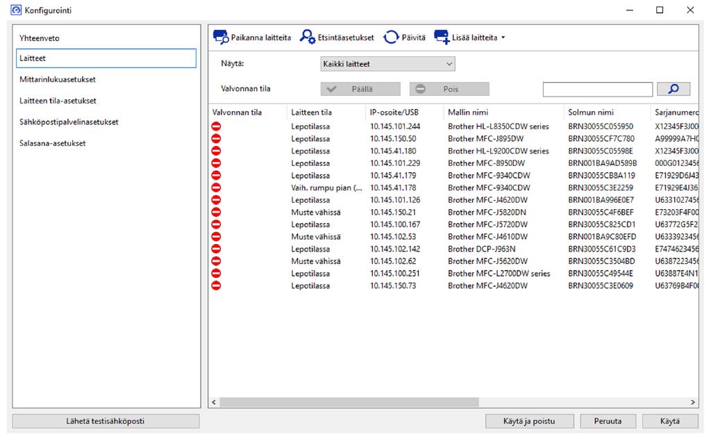 1 Yleiskatsaus 1 Brother Meter Read Tool -ohjelmisto kerää käyttötietoja suoraan verkkoon yhdistetystä ja USB-kaapelilla kytketyistä laitteista ja lähettää ne sähköpostin välityksellä.