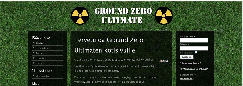 29 haluamansa. Kuvassa 7 on Lempäälä Ultimaten WWW-sivuille valmiiksi muokattu sivupohja.