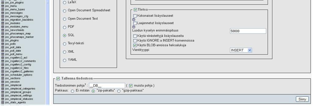 000webhostwebhotellissa ei tietokantaa ole luotu valmiiksi, joten se luodaan webhotellin hallintapaneelin kautta. Tietokannalle tarvitsee antaa vain nimi ja salasana, jonka jälkeen se on luotu.