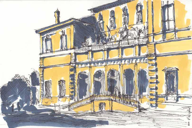 Villa Borghese etujulkisivu, 5.4.2016 San Crisogono, 7.4.2016 Keskiaikainen basilika joka 1600-luvun alussa koki uudelleenvaatetuksen barokin muotokielellä.