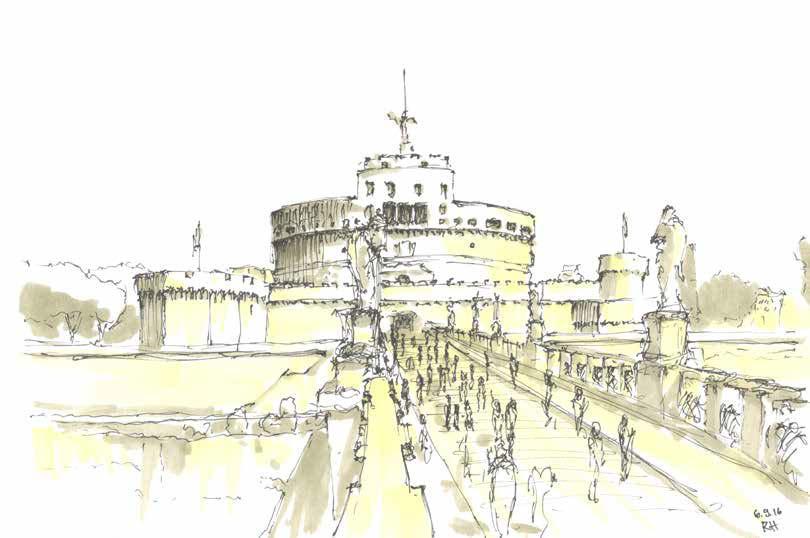 Ponte Sant Angelo & Castel Sant Angelo, 6.9.2016 Alun perin roomalaisten rakentama silta (134 jaa.), jota kunnostettu moneen otteeseen.