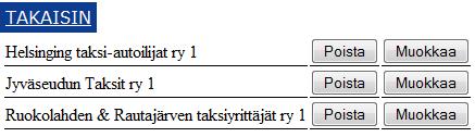 Kuvio 7. Joukkueet-valikko Joukkueet-valikkoon päästään henkilöt-näkymästä. Se listaa ilmoitetut joukkueet. Tämän valikon kautta on mahdollista poistaa ja muokata joukkueita.