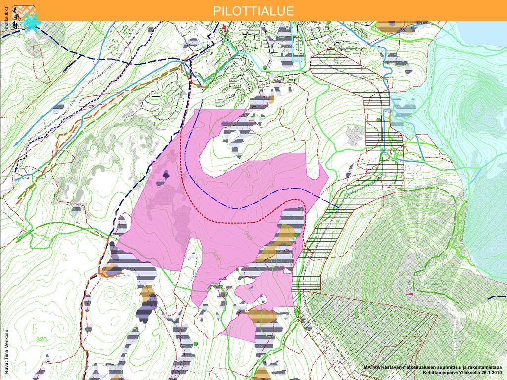 Tarkennettu tienlinjaus: tien linjausta tarkennettiin siten, että se kulkee vaikeakulkuisen rinnemaaston loivimpia kohtia ja noudattelee mahdollisuuksien mukaan maastonmuotojen harjalinjaa.