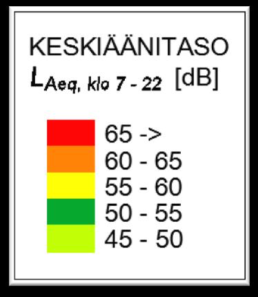 FCG SUUNNITTELU JA TEKNIIKKA OY Raportti 5 (8) 3.3 Melumallinnuksen tulokset Melumallinnuksen tulokset on esitetty äänitasovyöhykkeinä kartalla päivä- (klo 7-22) ja yöajalle (klo 22-7).