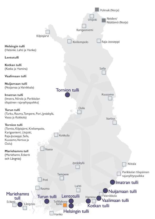 Henkilöstö ja tullitoimipaikat Tullissa työskenteli vuoden 2016