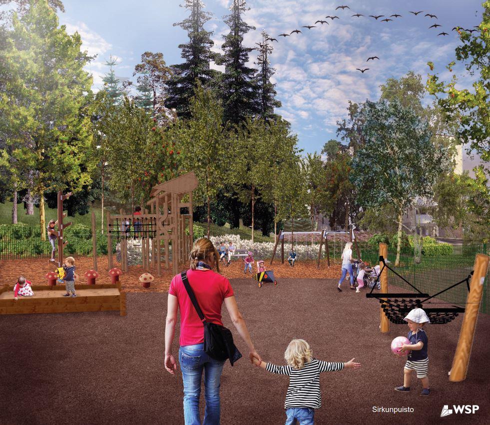 Sirkunpolun leikkipuisto Leikkipaikka peruskorjataan uuden teeman mukaisesti: metsäleikki