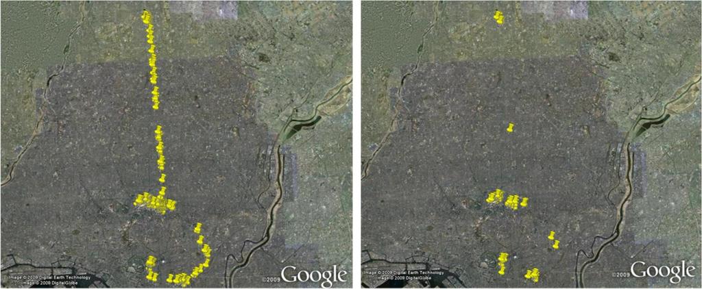 Detecting Places Velocity Pruning Measurements where the user is moving are unlikely to correspond to