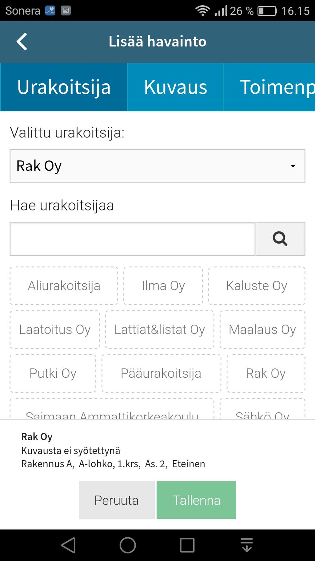 Lisätään kuvaus virheestä tai puutteesta