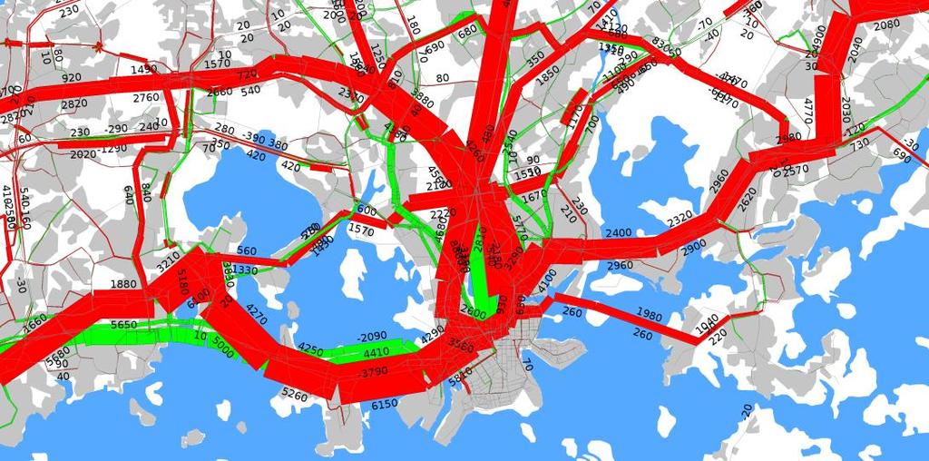 Östersundomista Mellunmäen kautta tuleva linja kuormittuu pidemmän aikavälin ennusteissa selvästi voimakkaammin kuin Vuosaaresta tuleva linja.