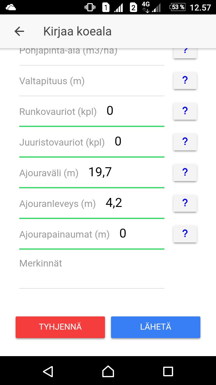 22 Kun kuljettaja on syöttänyt tiedot kaikkiin pakollisiin kenttiin, alareunan lähetä- painike muuttuu kirkkaan siniseksi ja tiedot voidaan lähettää painiketta painamalla. (Kuva 5). Kuva 5.