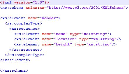 nimiavaruus täytyy myös määritellä juurielementissä XML-Schema-dokumentin juurielementti on xs:schema, joka kuuluu XMLSchemanimiavaruuteen