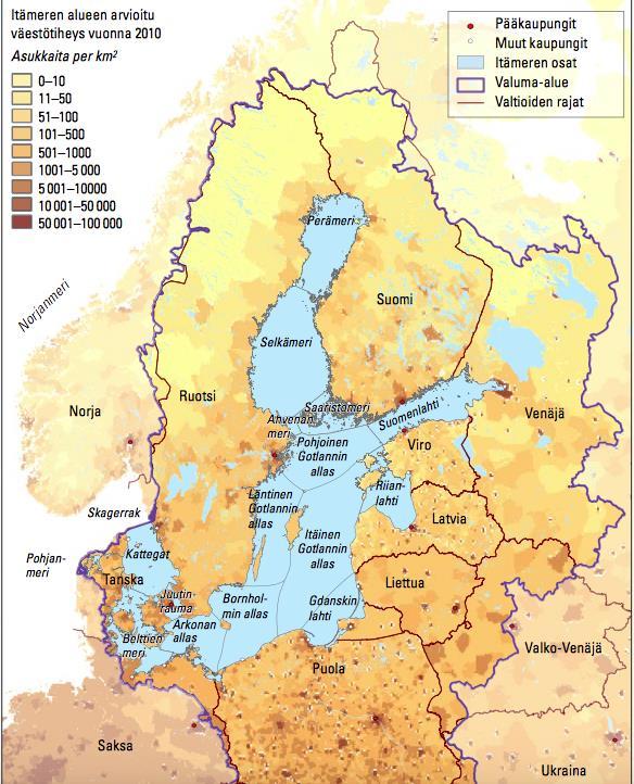 3. Itämeri Itämeren pinta-ala on 392 978 km 2, keskisyvyys on noin 54 metriä ja meren tilavuus on 21 205 km 3.