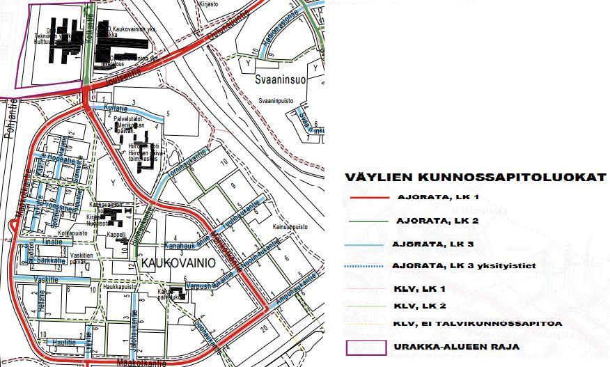 Oulun kaupungissa kadut on jaettu kolmeen luokkaan (I, II ja III) ja kevyen liikenteen väylät kahteen (K1 ja K2) luokkaan.