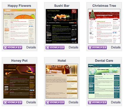 17 KUVIO 6. Esimerkkejä valmiista sivupohjista Uusien sivupohjien käyttöön ottaminen Joomlassa on helppoa.