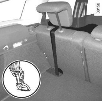 LASTEN TURVALLISUUS: turvaistuimen kiinnityksen valinta (2/2) Kiristä hihna 2, jotta turvaistuimen selkänoja on auton istuimen selkänojaa vasten.