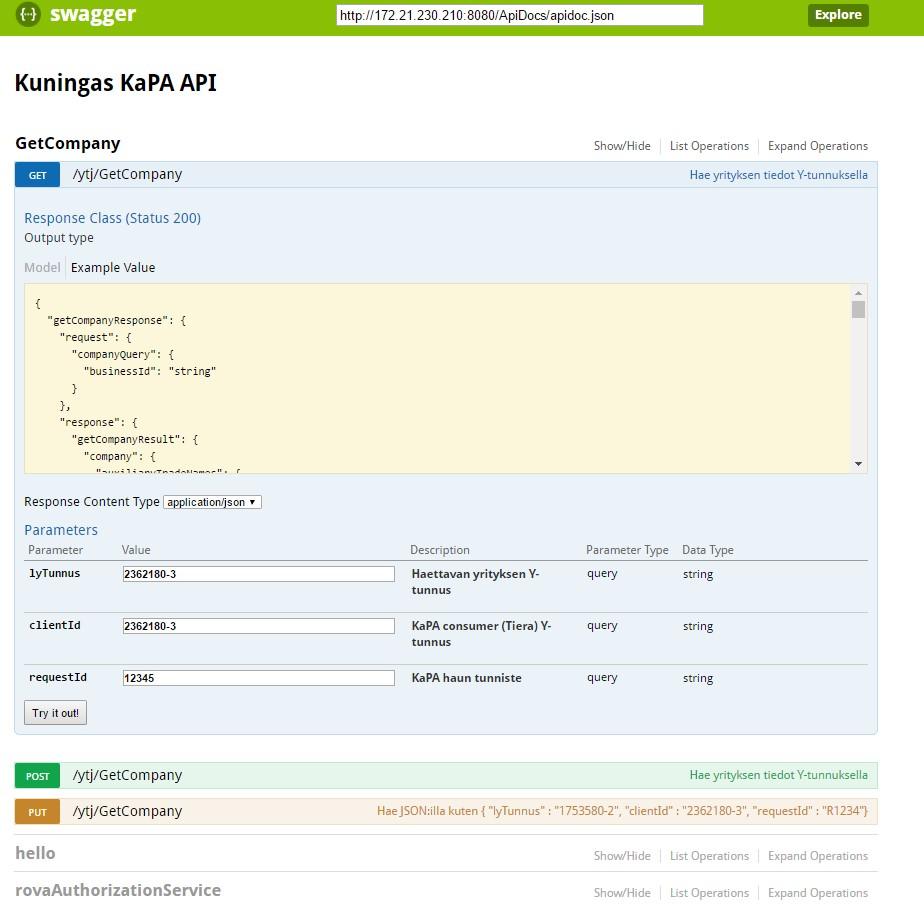 3.5. Mock palvelut Kehityksessä ja testauksesa voi käyttää oikean liityntäpalvelimen sijaan mock -versioita: 1. KapaMockServer 2.