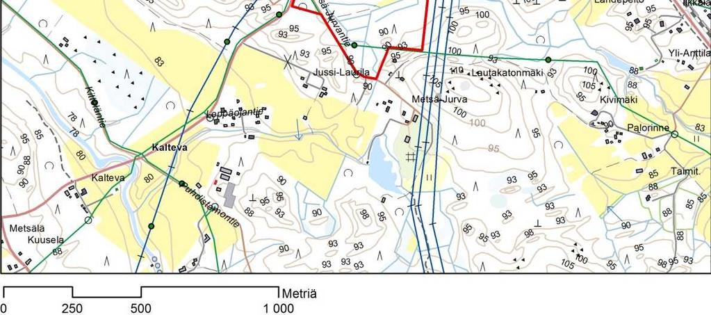 Hyvinkään ydinkeskustaan on etäisyyttä noin 4 km. Alueen sijaintikartta on esitetty raportin kansikuvassa sekä kuvassa 1.