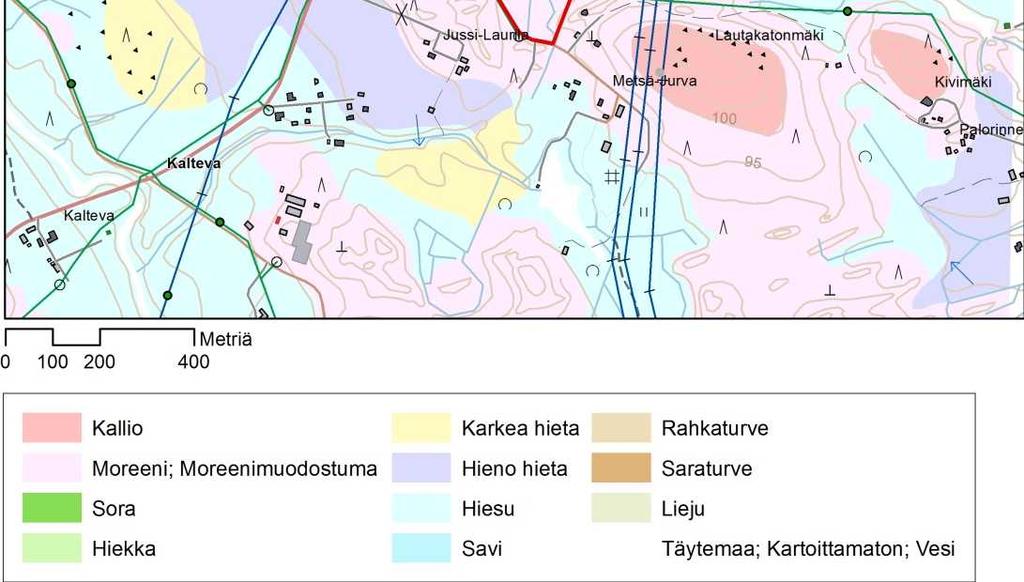 Näytteet tutkittiin Rambollin Luopioisten laboratoriossa, jossa määritettiin vesipitoisuus ja silmämääräinen maalaji, neljälle näytteelle määritettiin lisäksi rakeisuus areometrillä.