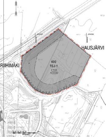 7.7.4 Asemakaava Kuva 7 15. Asemakaavaotteet Hausjärven puolelta. Korttelin 600 voimassa oleva asemakaavaote ylhäällä. Hankealue on Hausjärven puolella osittain asemakaavoittamaton.