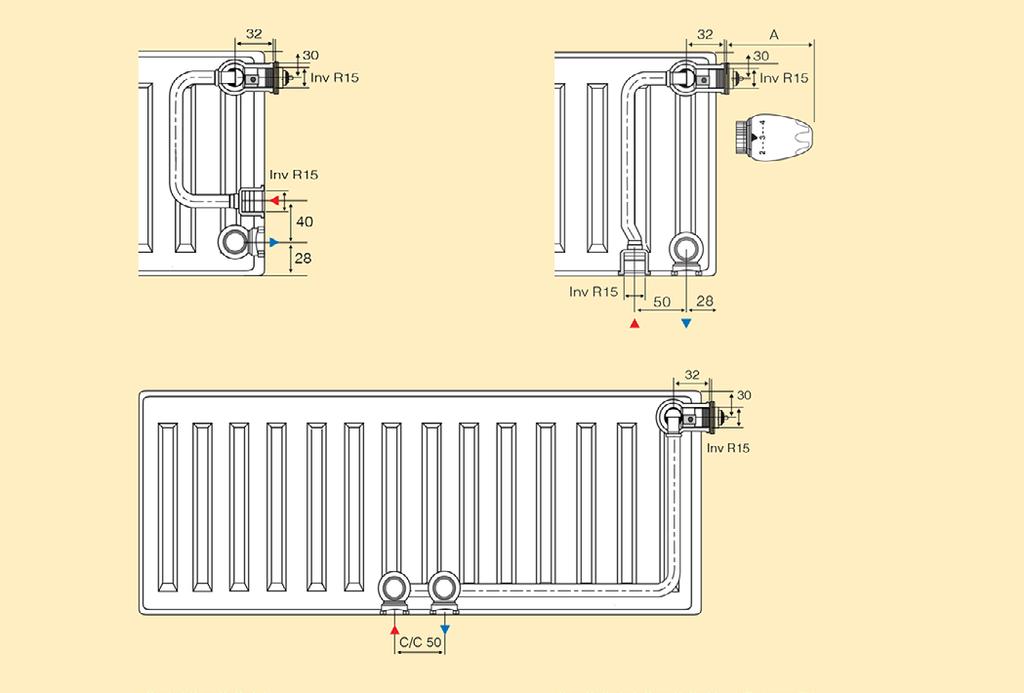 JOUSTAVASTI TOIMINNALLINEN MODUL COMPACT Vakiovarustus Jokaisen radiaattorin mukana toimitetaan seinäkonsolit, pohjatulppa ja ilmausventtiili.