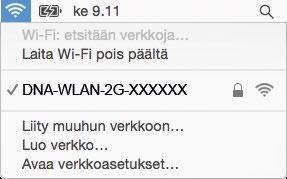 Paina yläkulmassa olevaa WLAN-kuvaketta. 2. Valitse oma verkkosi (SSID). 2. Valitse seuraavaksi kuuluvuuspalkit. 3.