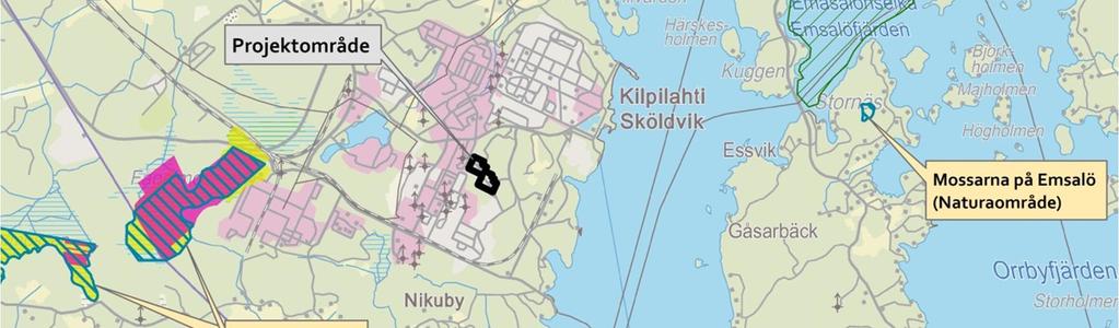 17 (72) Sydost om Sköldviks industriområde på yttersta delen av udden ligger Klobbuddens naturskyddsområde (YSA011544) på ett avstånd av cirka två kilometer från projektområdet (bild 4).