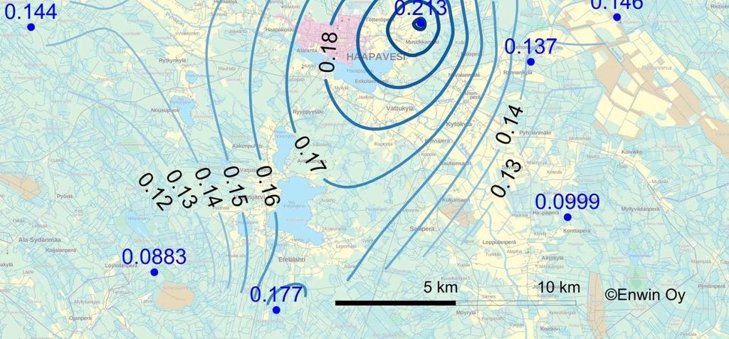 Taulukko 7 vuoden 2010 Metlan tilaston mukaan (Metsäntutkimuslaitos 2013). Sammaleen arseenipitoisuuksissa Haapavedellä on kokonaisuutena nähtävissä laskeva trendi 90-luvulta nykypäivään.