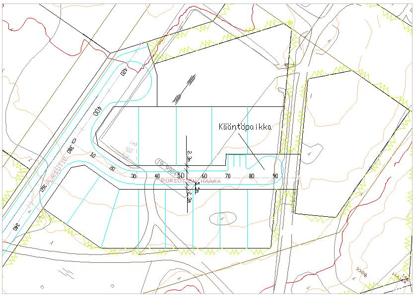38 Pursutien paalun 380 kohdalle tulee liittymä uudelle tonttikadulle.