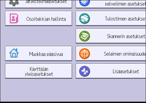 [Pääsivu]-näytön käyttöohjeet Kuvakkeiden lisääminen [Pääsivulle] Web Image Monitorilla 1. Avaa Web Image Monitor. Lisätietoja, katso Connecting the Machine/System Settings. 2.