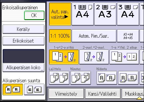 Kaksipuoleinen kopiointi 7. Valitse alkuperäisen suunta ja paina [OK]. 8. Paina [Aloita].