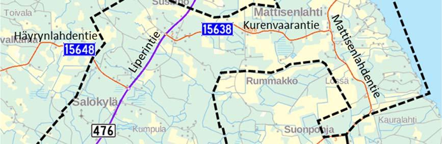 2 Liikennemäärät Osayleiskaava alueella Liperintiellä linja pysäkit sijaitsevat Kolmikannantien liittymässä, Puromäentien liittymässä, Sormulansalontien liittymässä, Häyrynlahdentien liittymän