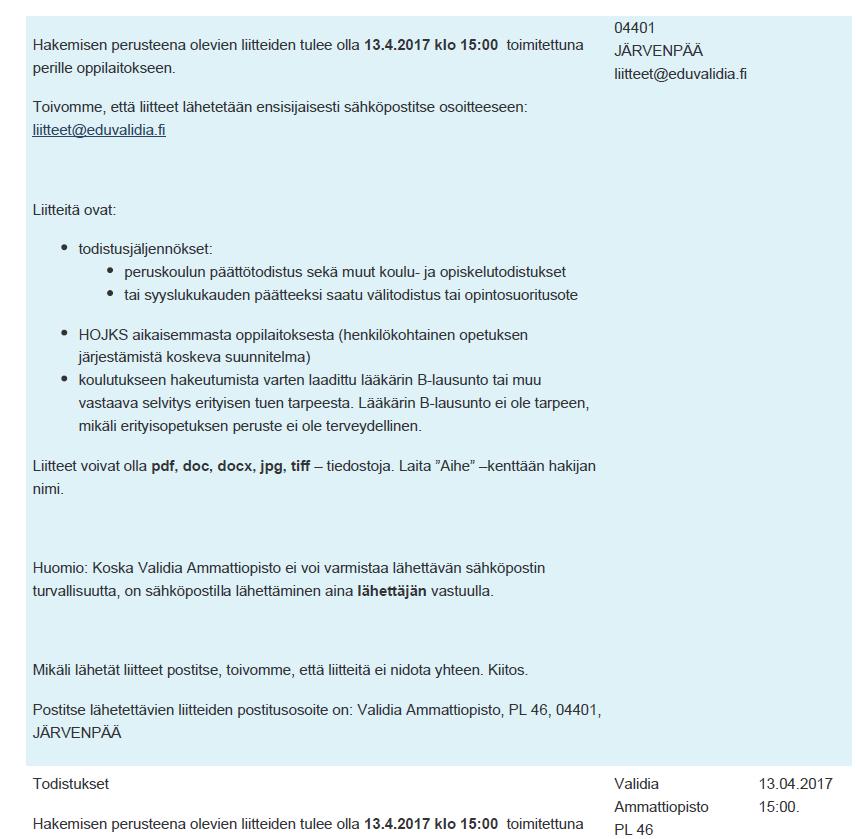 liitteistä, 3
