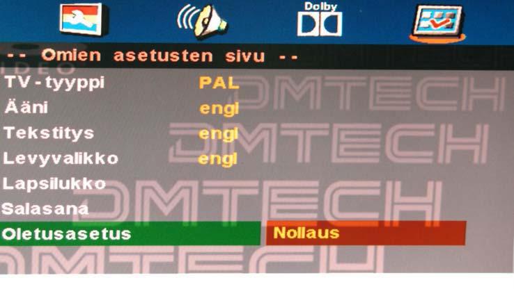 alkuperäiset tehdasasetukset