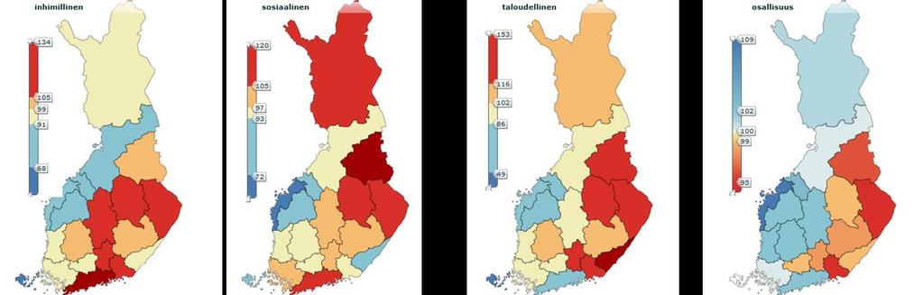 Työikäisten huono-osaisuus ja osallisuus maakunnissa Inhimillinen Sosiaalinen/heijastevaikutukset Taloudellinen/palvelujärjestelmä Osallisuus Inhimillinen huono-osaisuus Alkoholikuolleisuus