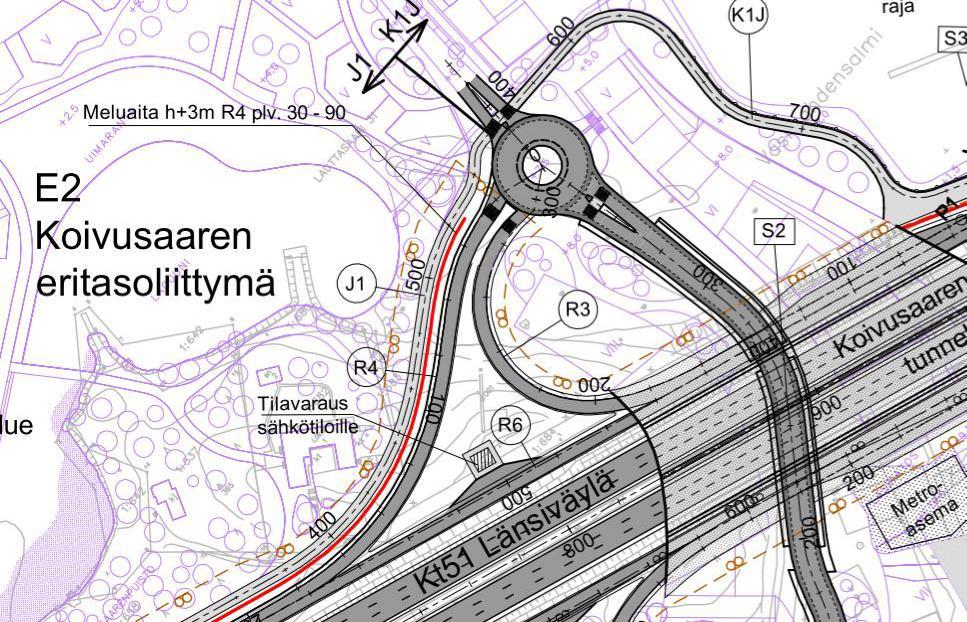 13 (16) Kuva 4 Ote aluevaraussuunnitelmasta Kuva 5 Länsibaanan linjaus kiertoliittymän kautta (kehitetty aluevaraussuunnitelman ratkaisusta).