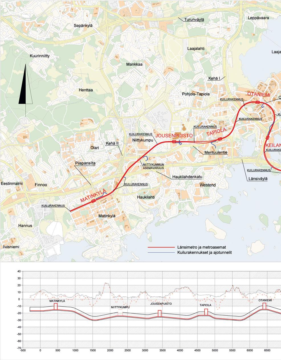 Länsimetro 1 2008 Länsimetron linjaus ja metroasemat