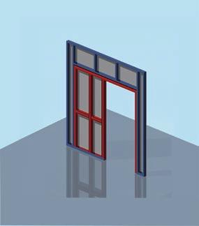 Liukuovielementin runko, joka on osana Lundell Profile -seinärunkoa, asennetaan väliseinärakenteeseen, kun seinän toinen puoli on valmiiksi levytetty.