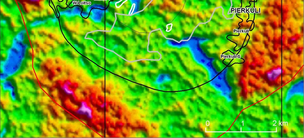 selvästi radiometrissä kartoissa. 91 Kuva 7.4. Kalium-gammasäteily Soklin alueella. Uraanin aiheuttama gammasäteily on voimakkaimmillaan Kaulusrovan ja Maskaselän alueilla (kuva 7.3).