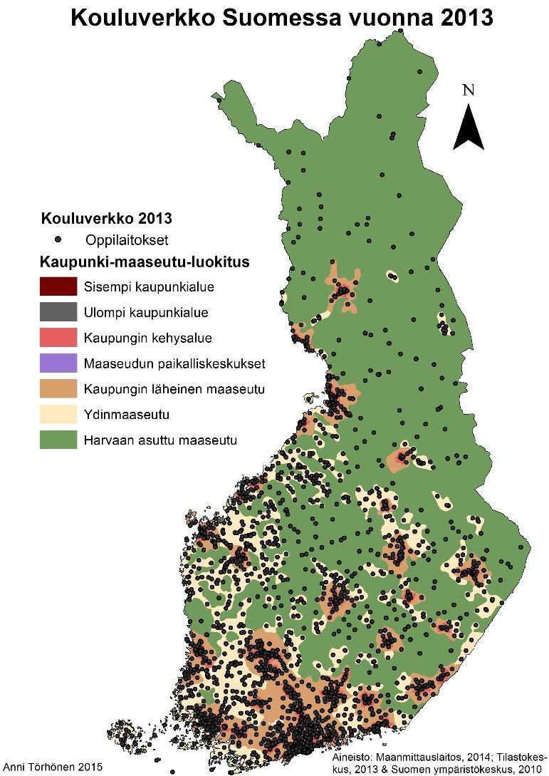 PALVELUYMPÄRISTÖN MUUTOS ESIMERKKI 1: Kouluverkon maantiede Tantarimäki &