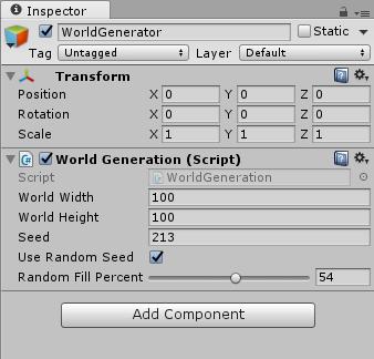 20 Kuva 9. WorldGeneration-skripti peliobjektiin liitettynä. 5.