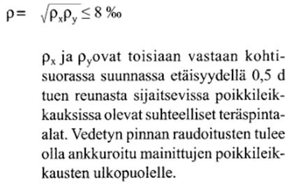 laskentavetolujuus fctd: 1,35 N/mm2 Tehollinen korkeus d: 726 mm k: 1,1616 1,6*d[m] Leikkauspinnan rajoittama piiri u: 23,25 m Leikkauspinnan pinta-ala Au: 11,93 m2 β: 0,26 Teräksiä metrille: 6,7