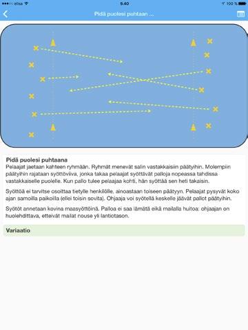 Motorinen harjoitus 5. Peliä 6. Loppujäähdyttely Saa pelata sählyä ja siellä on kavereita, saa leikkiä mustekalaa.