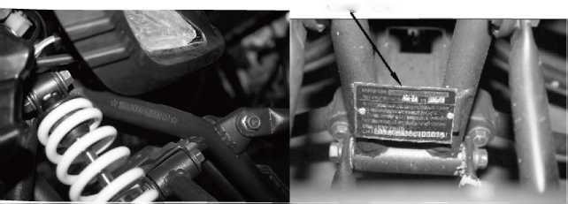 AGA-2A Tyyppikilpi Moottorin numero RUNGON NUMERO: Moottorin numero: HUOMAUTUKSET - Rungon numero löytyy rungon vasemmasta etuosasta.
