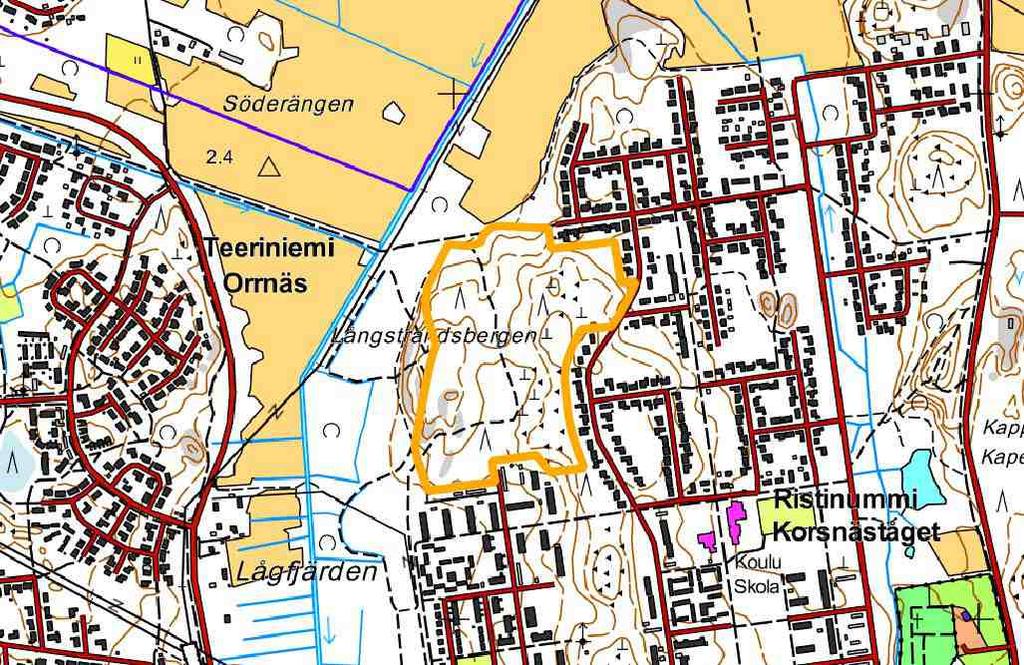 Långstrandsbergen Pinta-ala: 13,8 ha Omistaja: Vaasan kaupunki Kaavatilanne: Vaasan yleiskaavassa 2030 alue on virkistysaluetta (V), pääosin myös luo-aluetta.
